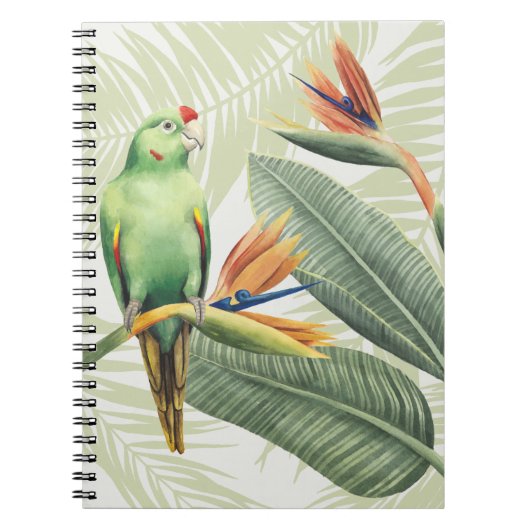 Palm Leaves With Green Bird Notizblock (Vorderseite)