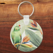 Palm Leaves With Green Bird Schlüsselanhänger (Vorderseite)