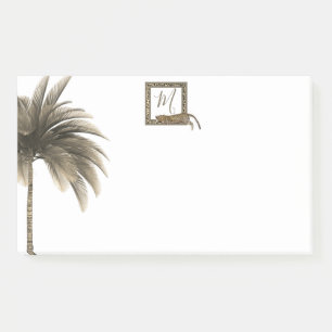 Palm Leopard Print Monogram Modern Post-it Klebezettel