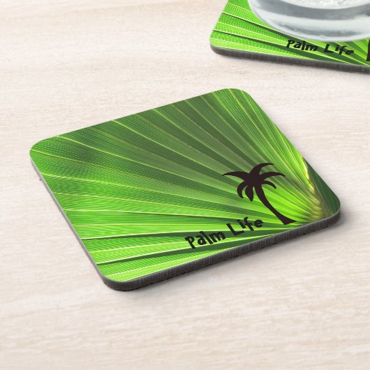 Palm Life | Green Palm Frontend mit Palm Tree Getränkeuntersetzer (Linke Seite)