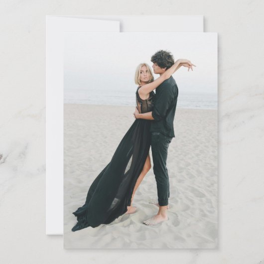 Palm Logo Tropical Monogram Wedding Save the Date (Rückseite)