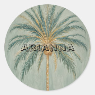 Palm Majestät: Single Palm Tree Design Runder Aufkleber