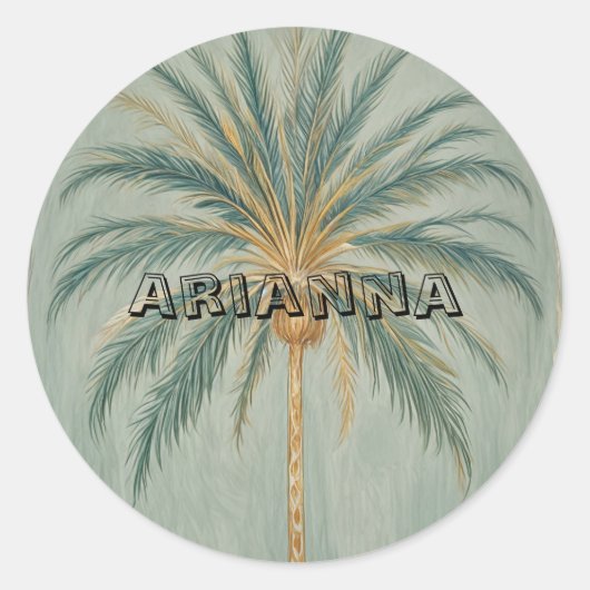 Palm Majestät: Single Palm Tree Design Runder Aufkleber (Vorderseite)