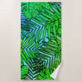 Palm & Monstera Blätter Greenleaf Strandtuch (Vorderseite)