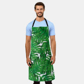 Palm Monstera Nahtloses Muster. Weiße grüne Tropen Schürze (Getragen)