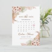 Palm Pampas Grass Blush Orchid Kalender getrocknet Save The Date (Stehend Vorderseite)
