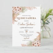Palm Pampas Grass Blush Orchid Quinceanera getrock Einladung (Stehend Vorderseite)