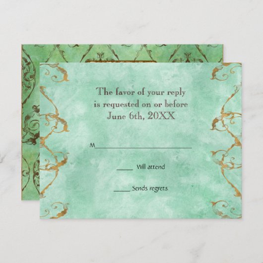 Palm Paradise - Blue Green UAWG Response Cards RSVP Karte (Vorne/Hinten)