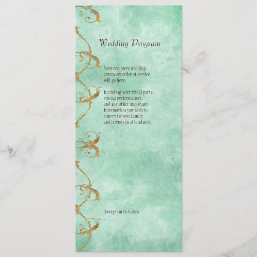 Palm Paradise - Blue Green Wedding Program Card Programm (Vorderseite)