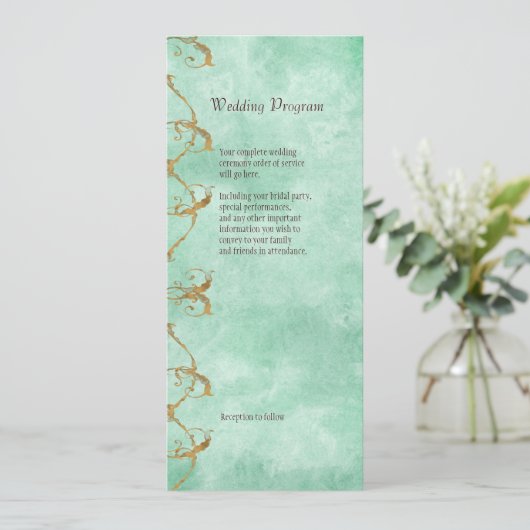 Palm Paradise - Blue Green Wedding Program Card Programm (Stehend Vorderseite)