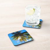 Palm Paradise Blue Sky Sunshine Getränkeuntersetzer (Rechte Seite)