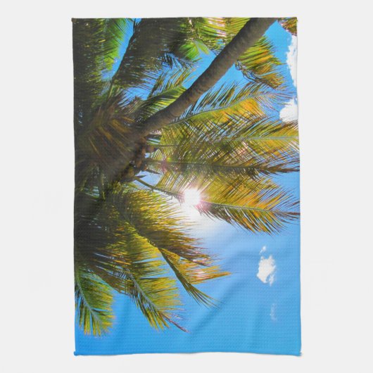 Palm Paradise Blue Sky Sunshine Küchentuch (Vertikal)