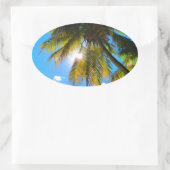Palm Paradise Blue Sky Sunshine Ovaler Aufkleber (Tasche)