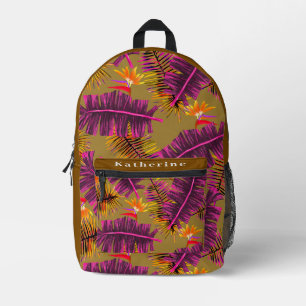 Palm Paradise Braune Olive Bedruckter Rucksack