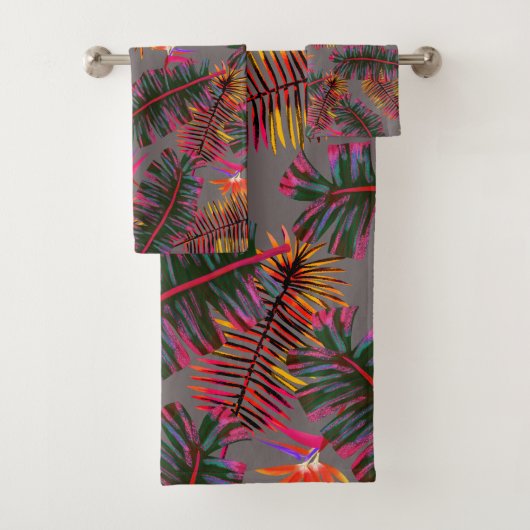 Palm Paradise Grau Badhandtuch Set (Insitu)