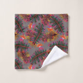 Palm Paradise Grau Badhandtuch Set (Waschlappen)