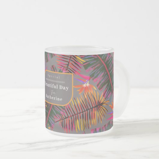 Palm Paradise Gray Mattglastasse (VorderseiteRechts)