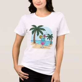Palm Paradise – Paradise Cocktail Scene T-Shirt Tri-Blend Shirt