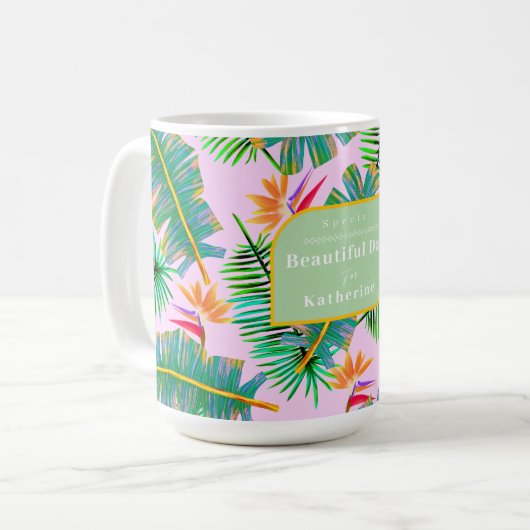 Palm Paradise Pink Kaffeetasse (Vorderseite Links)
