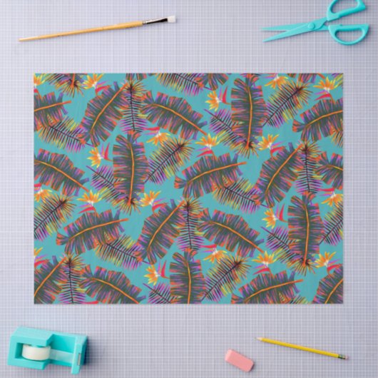 Palm Paradise Teal Seidenpapier (Basteln)
