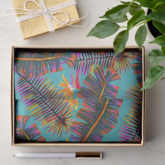 Palm Paradise Teal Seidenpapier (Geschenk)