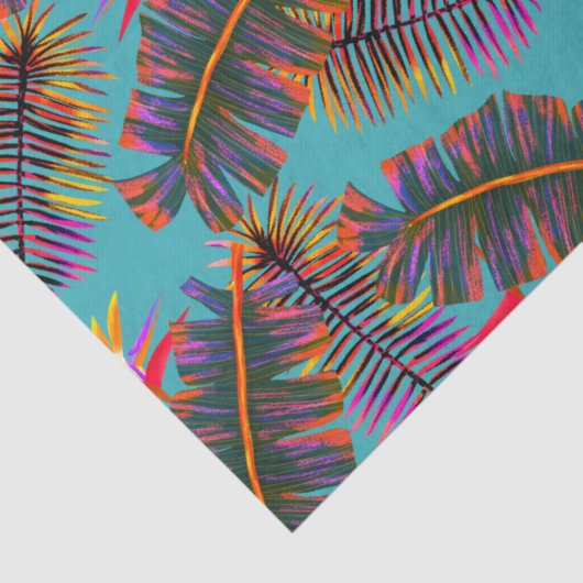 Palm Paradise Teal Seidenpapier (Detail)