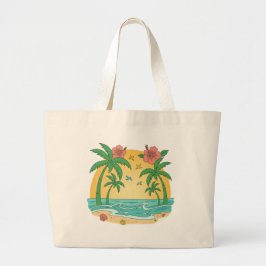 Palm Paradise Tropical Beach Tote Bag Jumbo Stoffbeutel