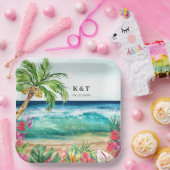 Palm Paradise Tropical Beach Wedding, Dusche, Luau Pappteller (Party)