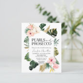 Palm Pearls und Prosecco Bridal Dusche Einladung (Stehend Vorderseite)