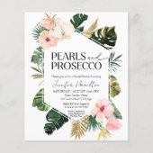 Palm Pearls und Prosecco Bridal Dusche Einladung (Vorderseite)