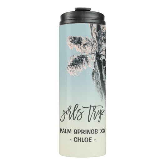Palm Pink Aqua Girls Tour Personalisiert Tumbler Thermosbecher (Vorderseite)