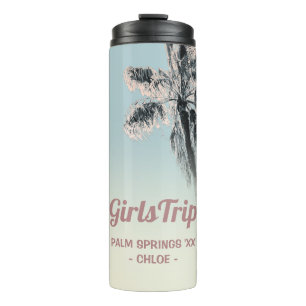Palm Pink Aqua Girls Weekend Name Tumbler Thermosbecher