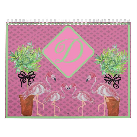 Palm Pink Flamingo Flamingos Terra Cotta Kalender (Titelbild)