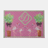 Palm Pink Flamingo Flamingos Terra Cotta Pots Fußmatte (Vorderseite)
