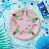 Palm Pink Flamingo Flamingos Terra Cotta Pots Pappteller (Party)