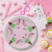 Palm Pink Flamingo Flamingos Terra Cotta Pots Pappteller (Party)