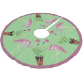 Palm Pink Flamingo Flamingos Terra Cotta Pots Polyester Weihnachtsbaumdecke (Schrägansicht)