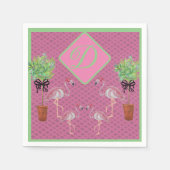 Palm Pink Flamingo Flamingos Terra Cotta Serviette (Vorderseite)