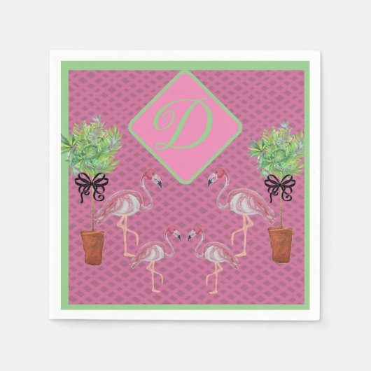 Palm Pink Flamingo Flamingos Terra Cotta Serviette (Vorderseite)