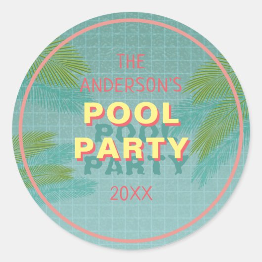 Palm Pool Party Aufkleber (Vorderseite)