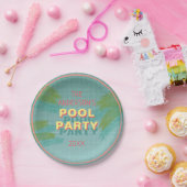 Palm Pool Party Platine Pappteller (Party)