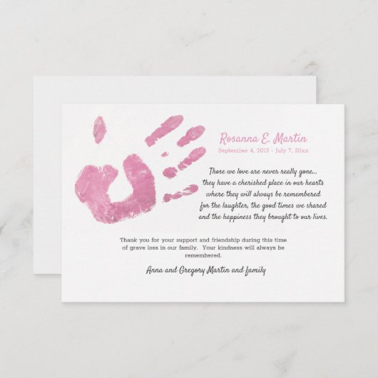 Palm Print Pink Beileid Danke Karte (Vorne/Hinten)