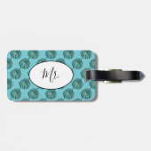 Palm Print Turquoise Gepäckmarke Gepäckanhänger (Rückseite horizontal)