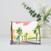 Palm Road | Moderne, moderne Aquarellfarben Postkarte (Stehend Vorderseite)