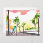 Palm Road | Moderne, moderne Aquarellfarben Postkarte (Vorne/Hinten)
