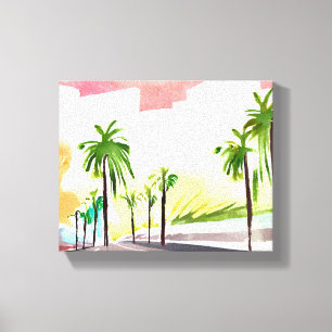 Palm Road   Zeitgenössische Wasserfarbe Kalifornie Leinwanddruck