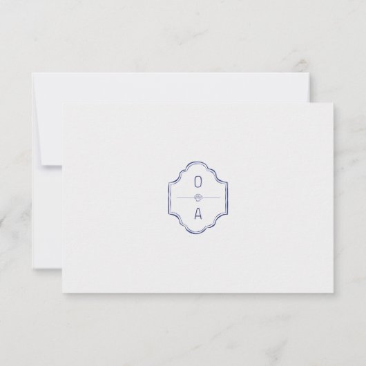 Palm Seashell Beach Hochzeit mit handgezogenen Küs RSVP Karte (Rückseite)