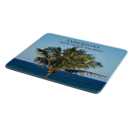 Palm Shore Reflections | Family Name & Trip Year Schneidebrett (Ecke)