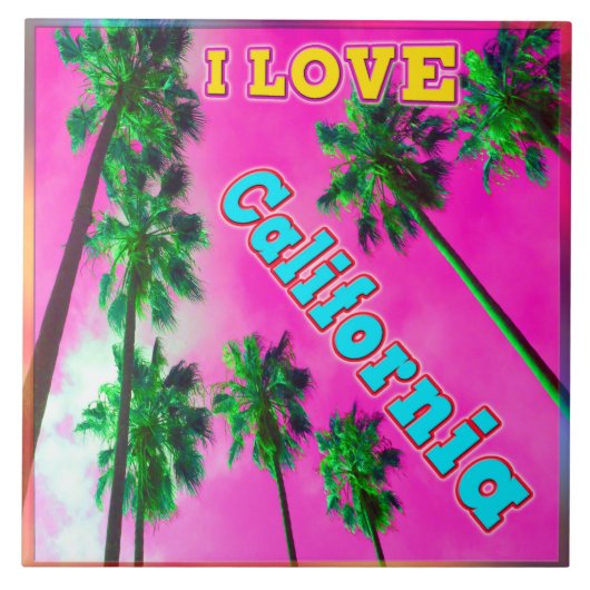 "Palm Sky: I LIEBE California 3" Tile Fliese (Vorderseite)
