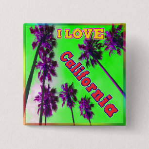 "Palm Sky: I LOVE California 2" Knopf Button